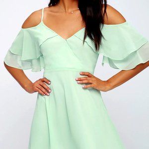 Mint Green Off-the-Shoulder Skater Dress